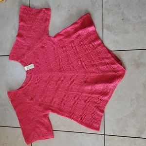 Faded Glory hot pink short sleeve see through sweater